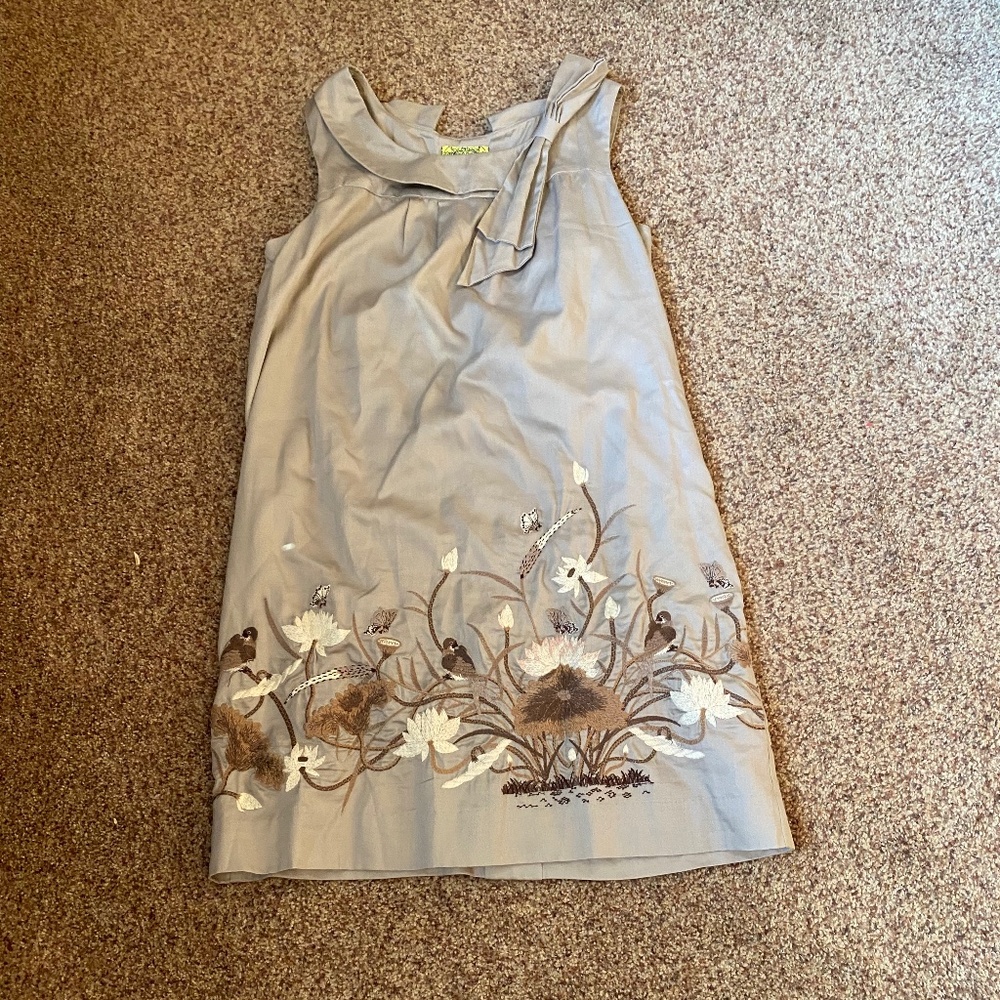 ANTHROPOLOGIE FLOREAT DRESS Embroidered birds